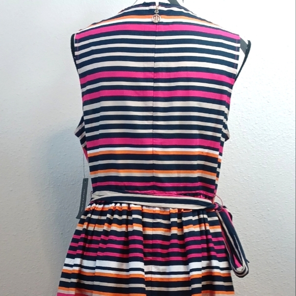 NWT Tommy Hilfiger Sz 14 Striped 100% Cotton Fit & Flare Dress - Picture 6 of 13